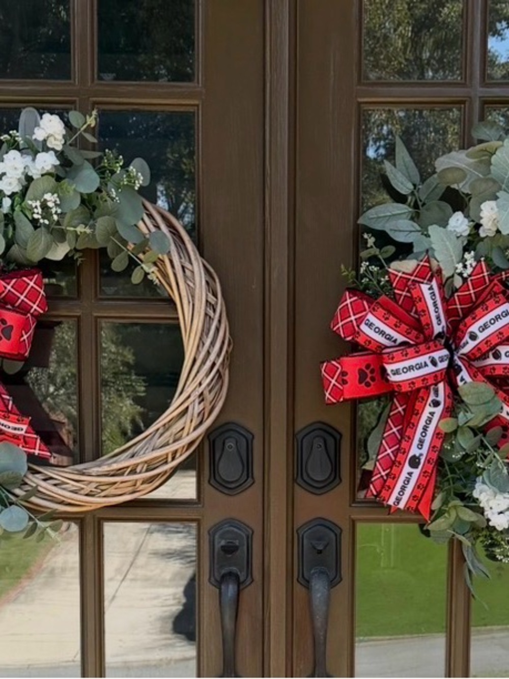 UGA Bulldogs Football Door Wreaths with festive Georgia Ribbon bows!!!